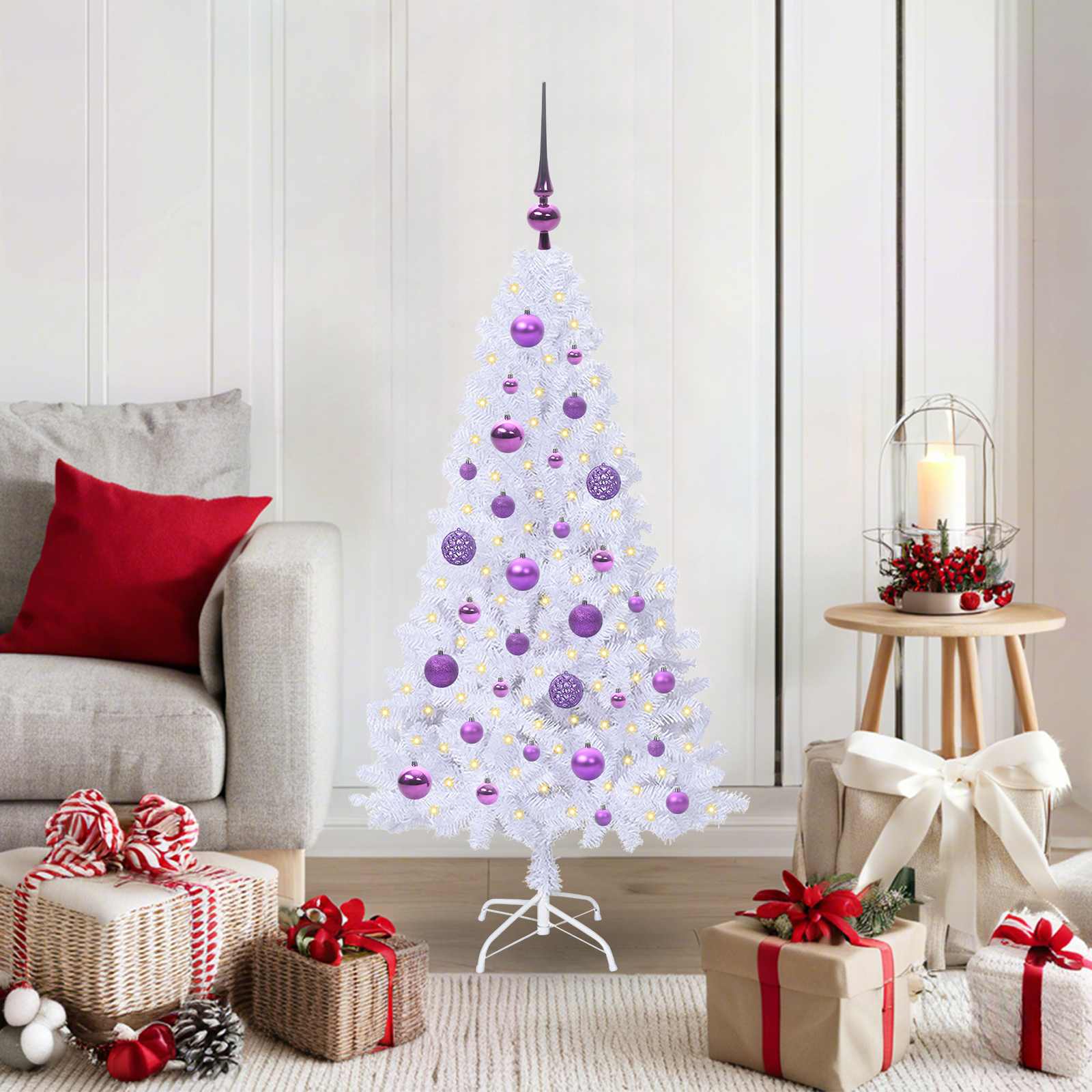 vidaXL Artificial Christmas Tree White 120 cm PVC and Steel - 53591