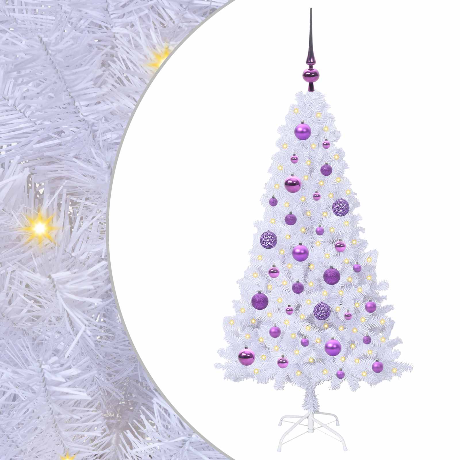 vidaXL Artificial Christmas Tree White 120 cm PVC and Steel - 53591