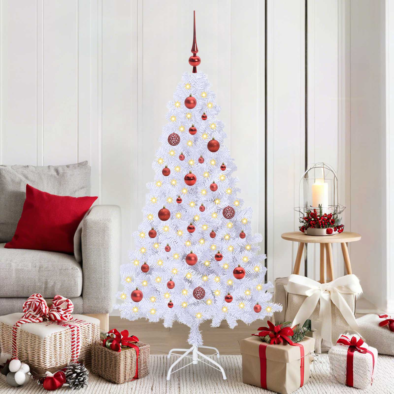 vidaXL Artificial Christmas Tree White 150 cm PVC and Steel