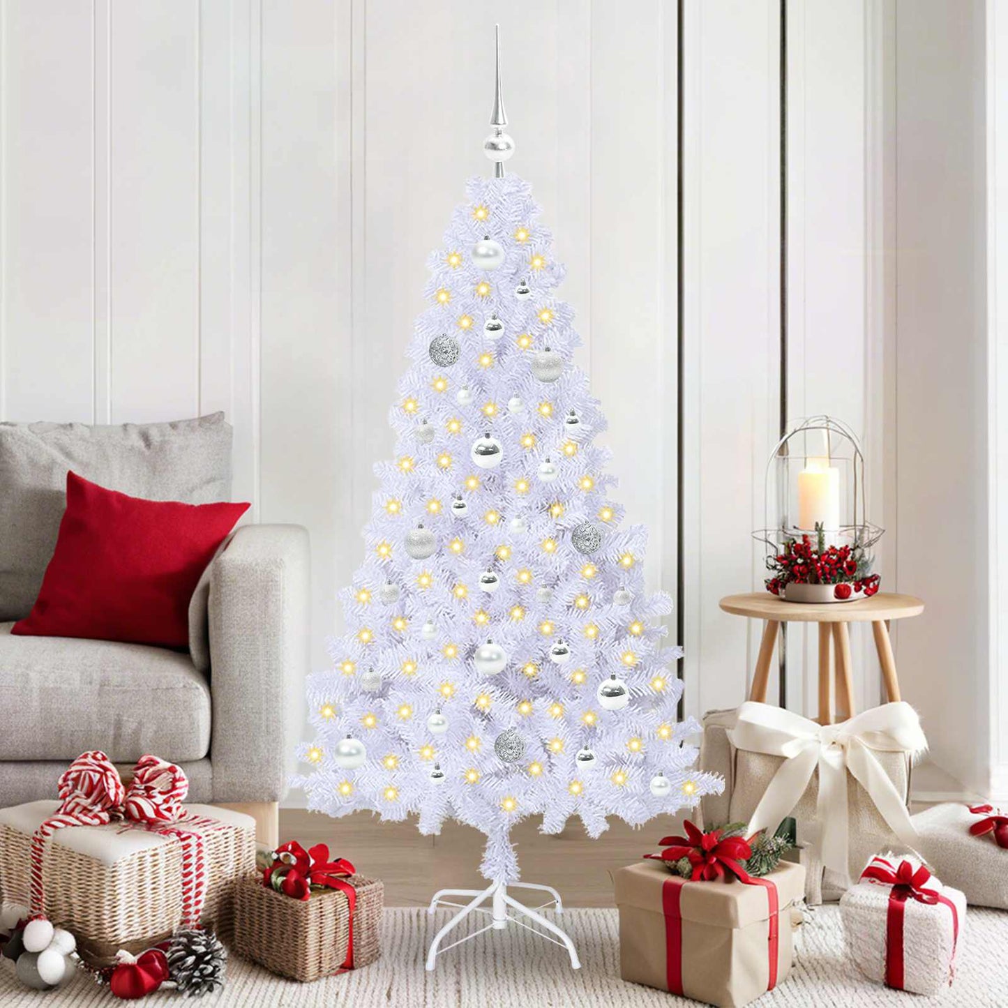vidaXL Artificial Christmas Tree White 150 cm PVC and Steel - 53631