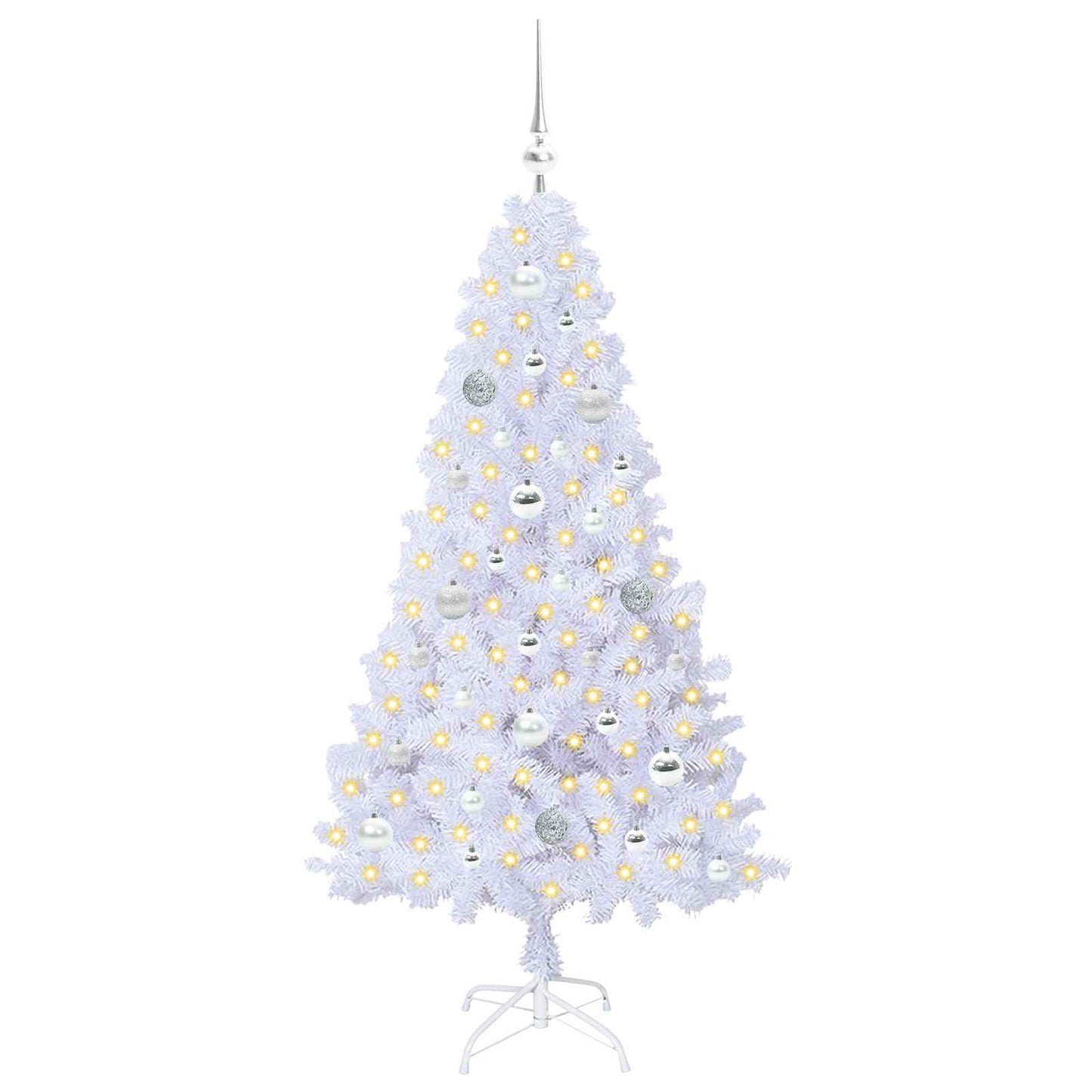 vidaXL Artificial Christmas Tree White 150 cm PVC and Steel - 53631