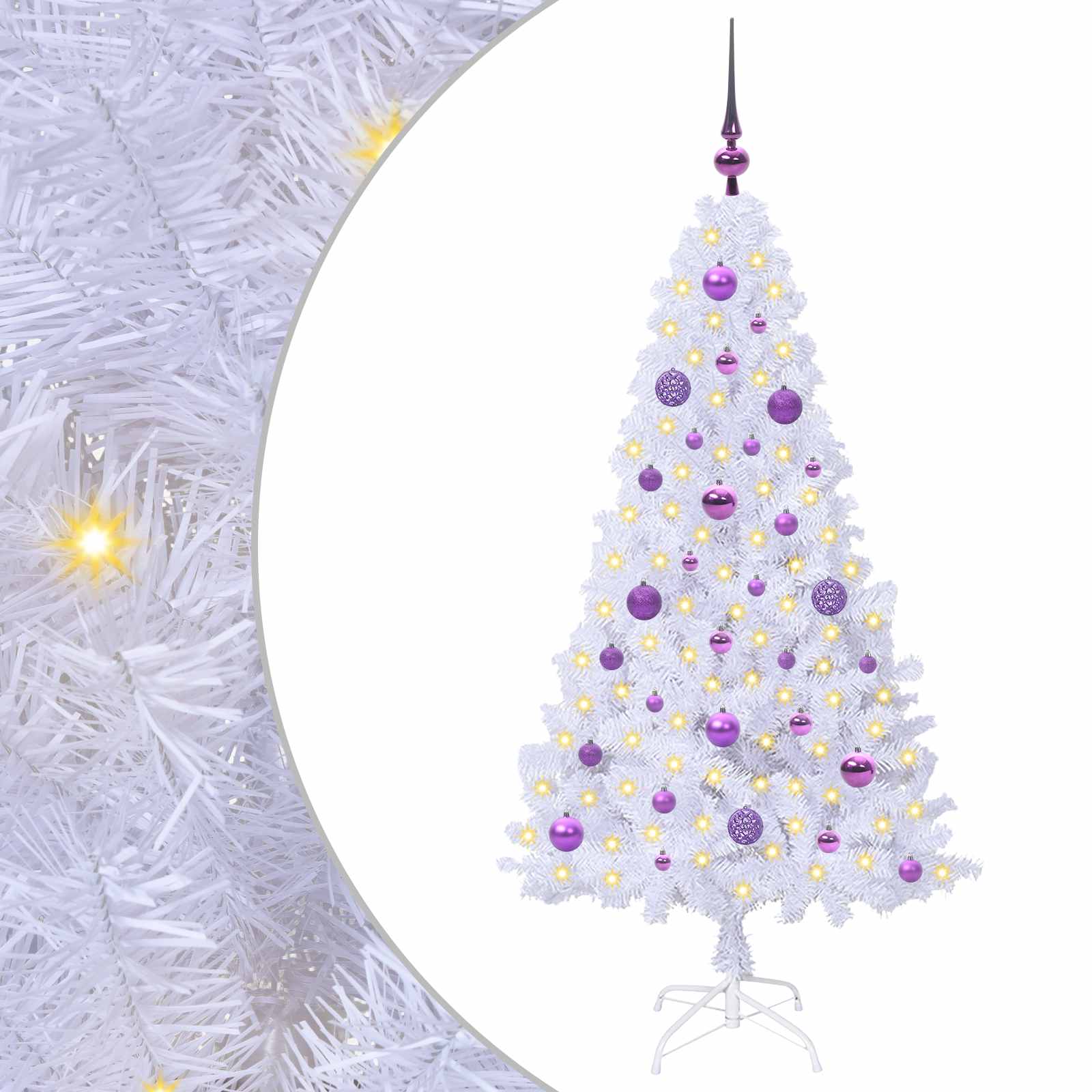 vidaXL Artificial Christmas Tree White 150 cm PVC and Steel - 53635