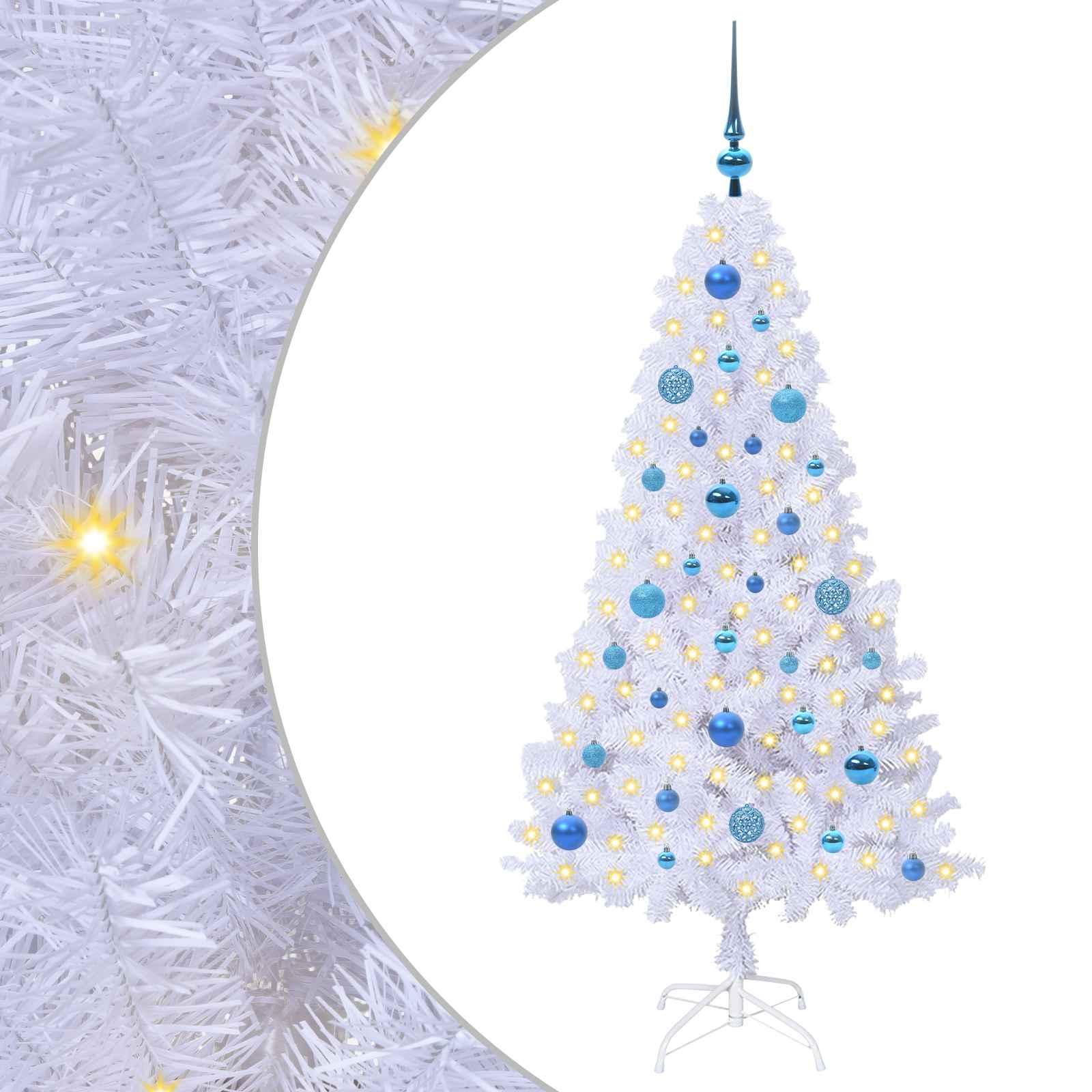 vidaXL Artificial Christmas Tree White 150 cm PVC and Steel - 53639