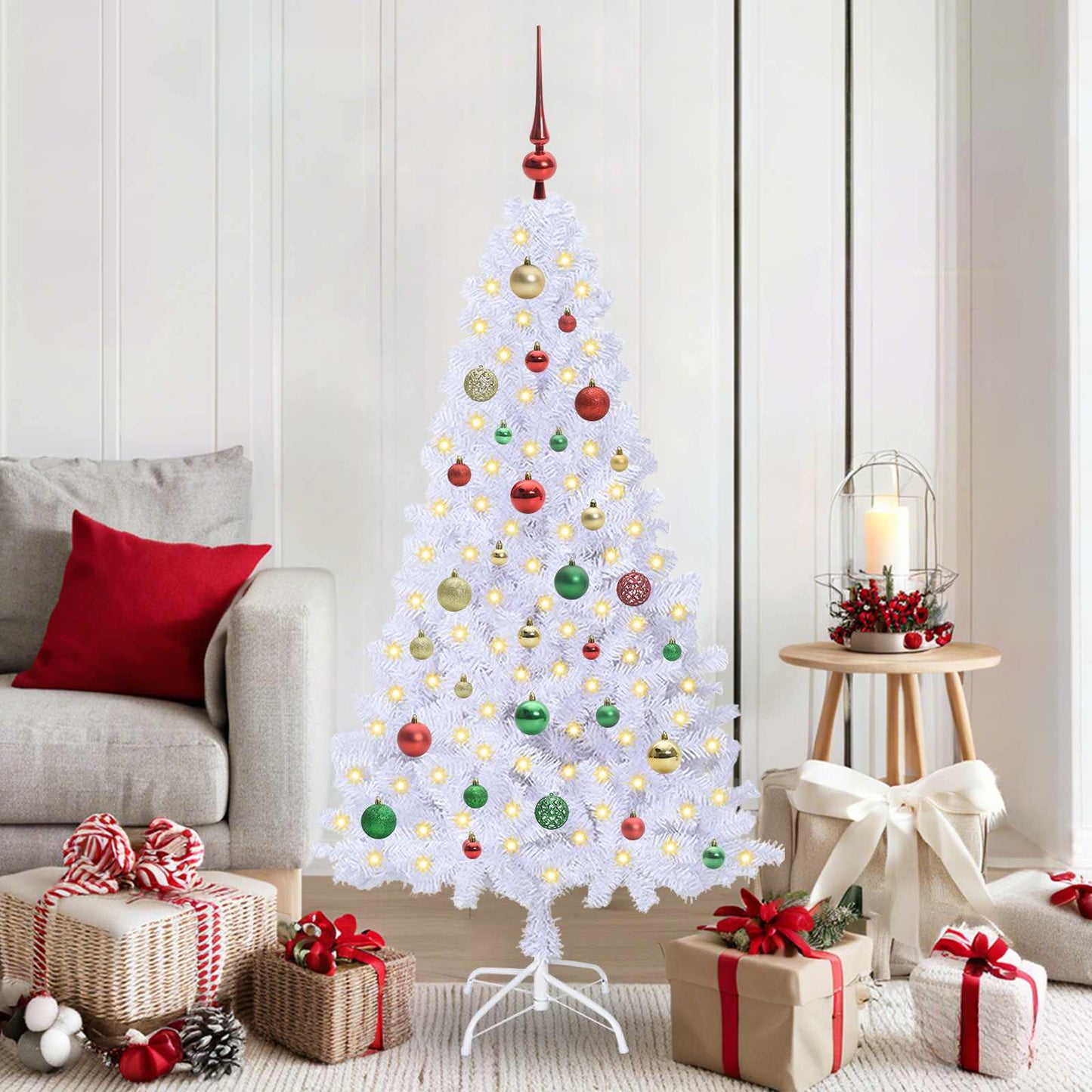 vidaXL Artificial Christmas Tree White 150 cm PVC and Steel - 53648