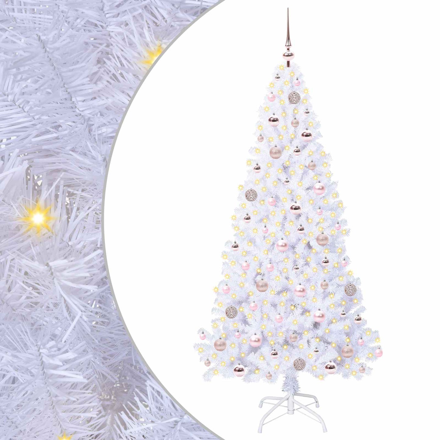 vidaXL Artificial Christmas Tree with Stand White 180 cm PVC and Steel - 53662