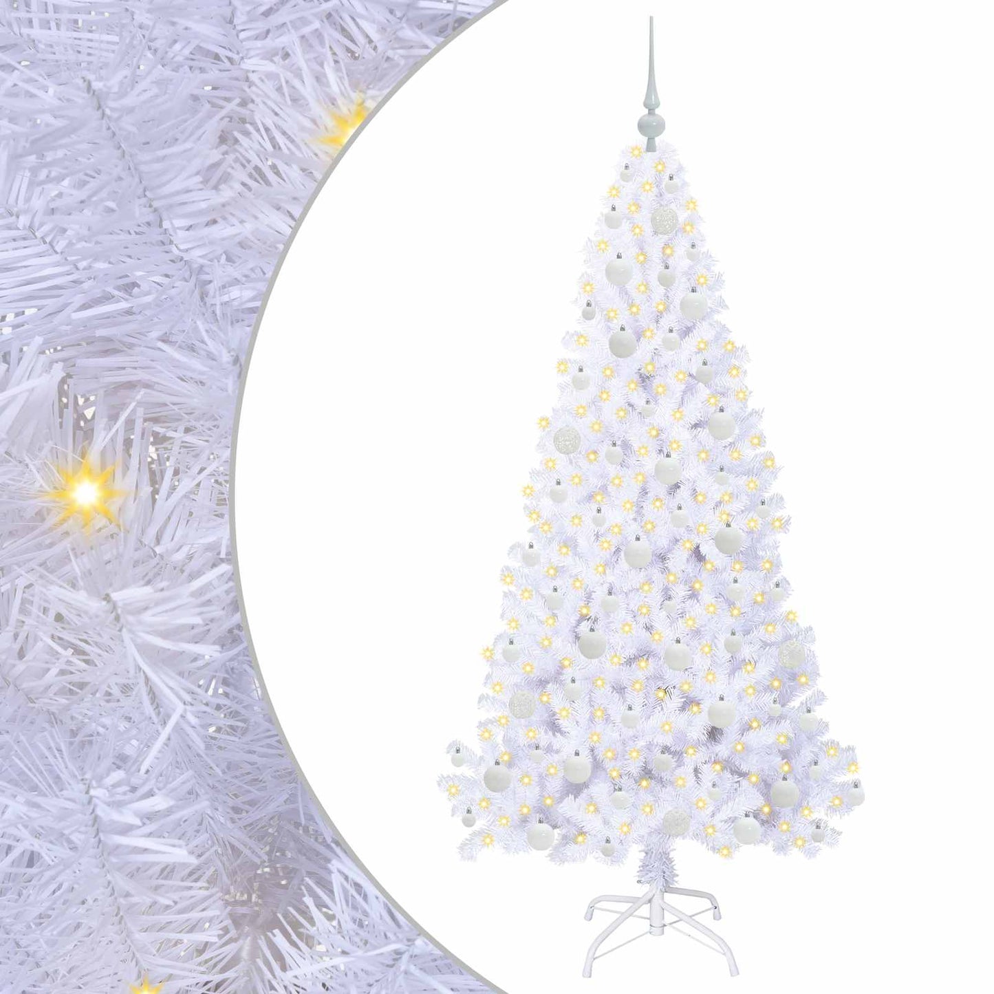 vidaXL Artificial Christmas Tree with Stand White 180 cm PVC and Steel - 53663