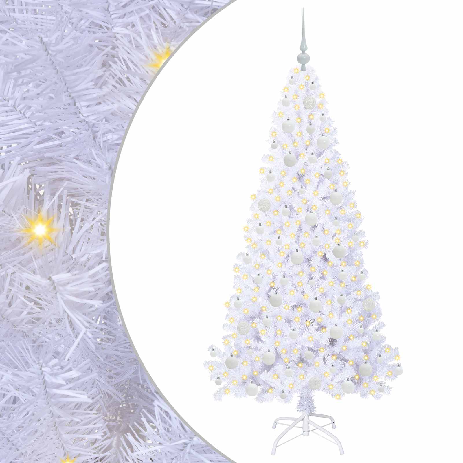 vidaXL Artificial Christmas Tree with Stand White 180 cm PVC and Steel - 53663
