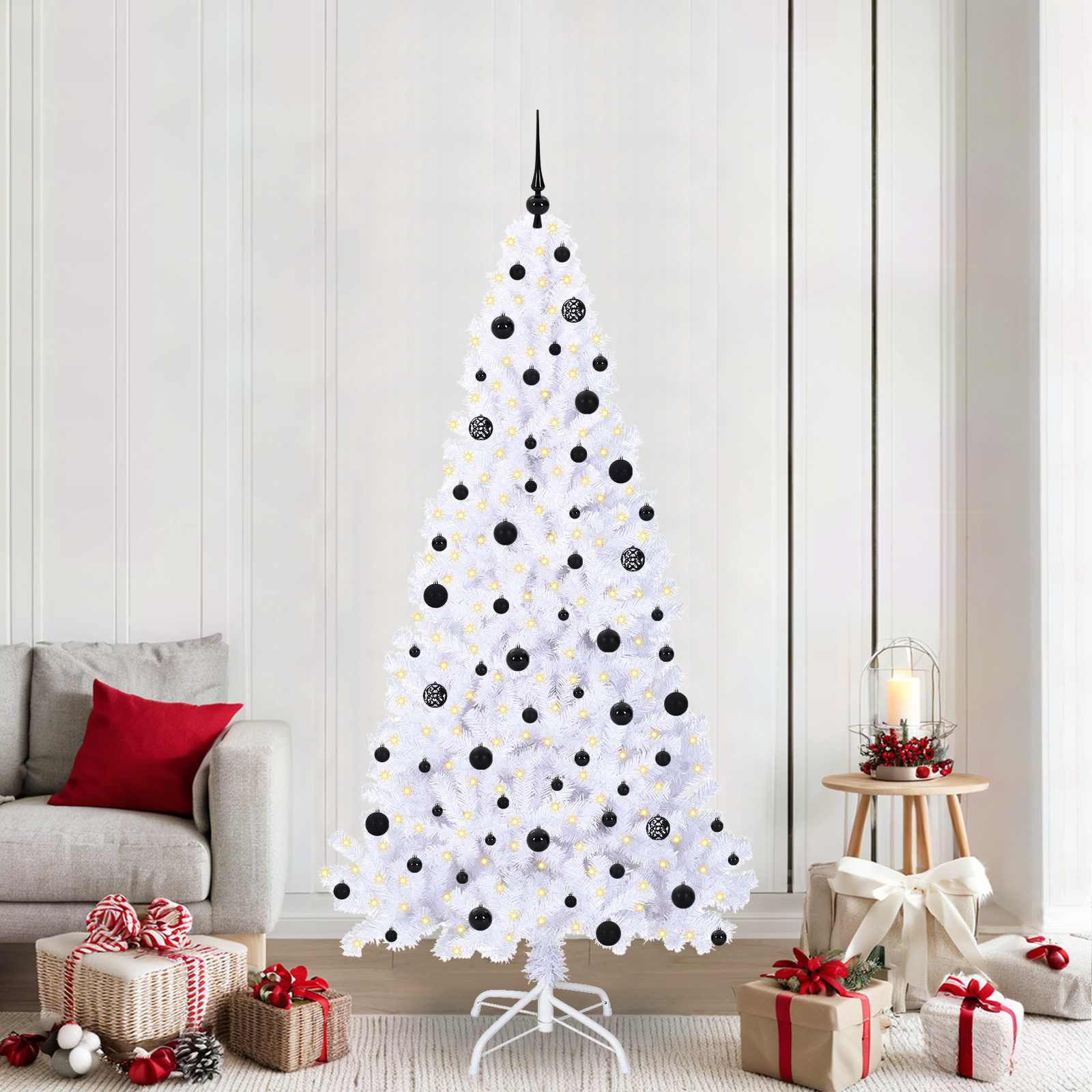 vidaXL Artificial Christmas Tree with Stand White 210 cm PVC and Steel - 53676
