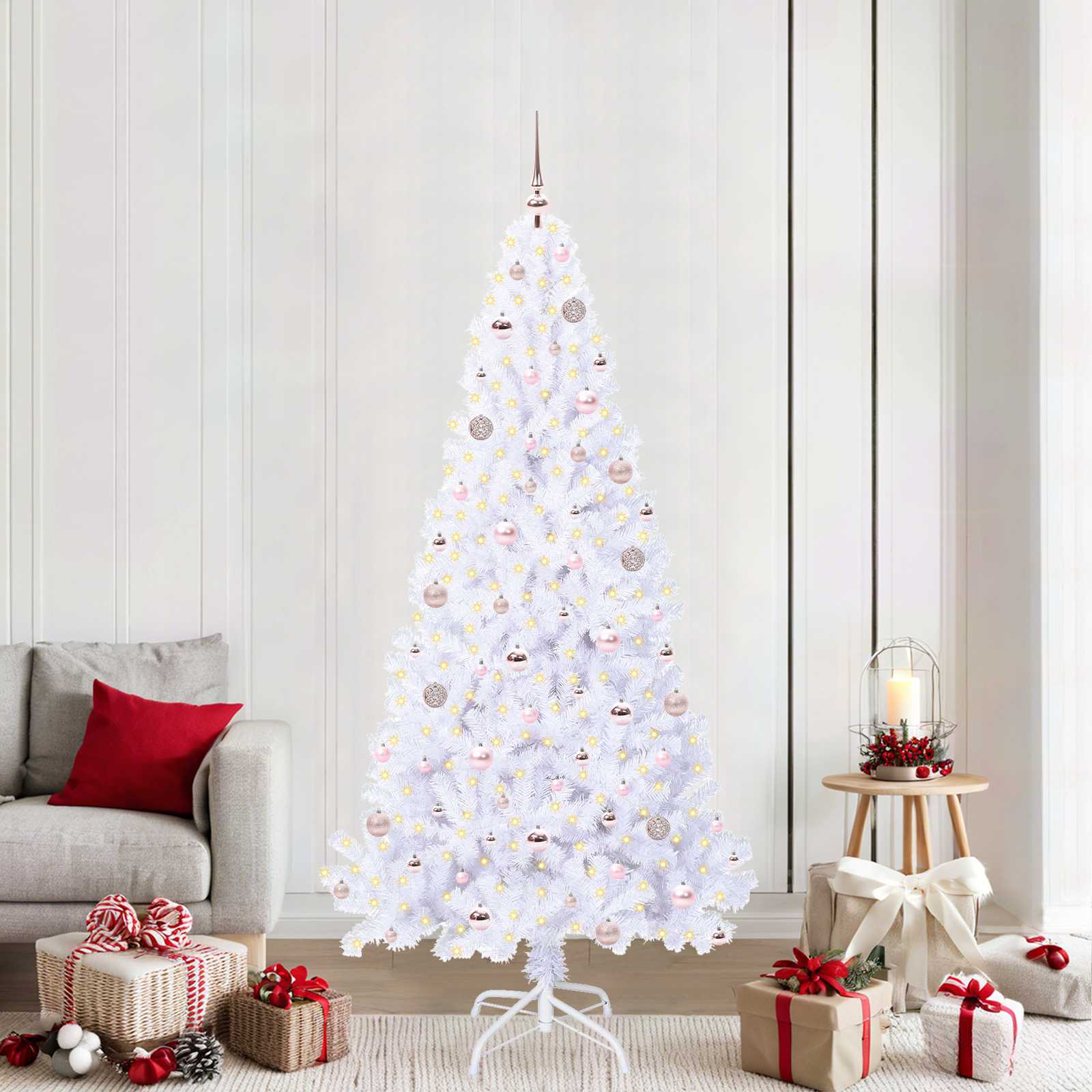 vidaXL Artificial Christmas Tree with Stand White 210 cm PVC and Steel - 53677