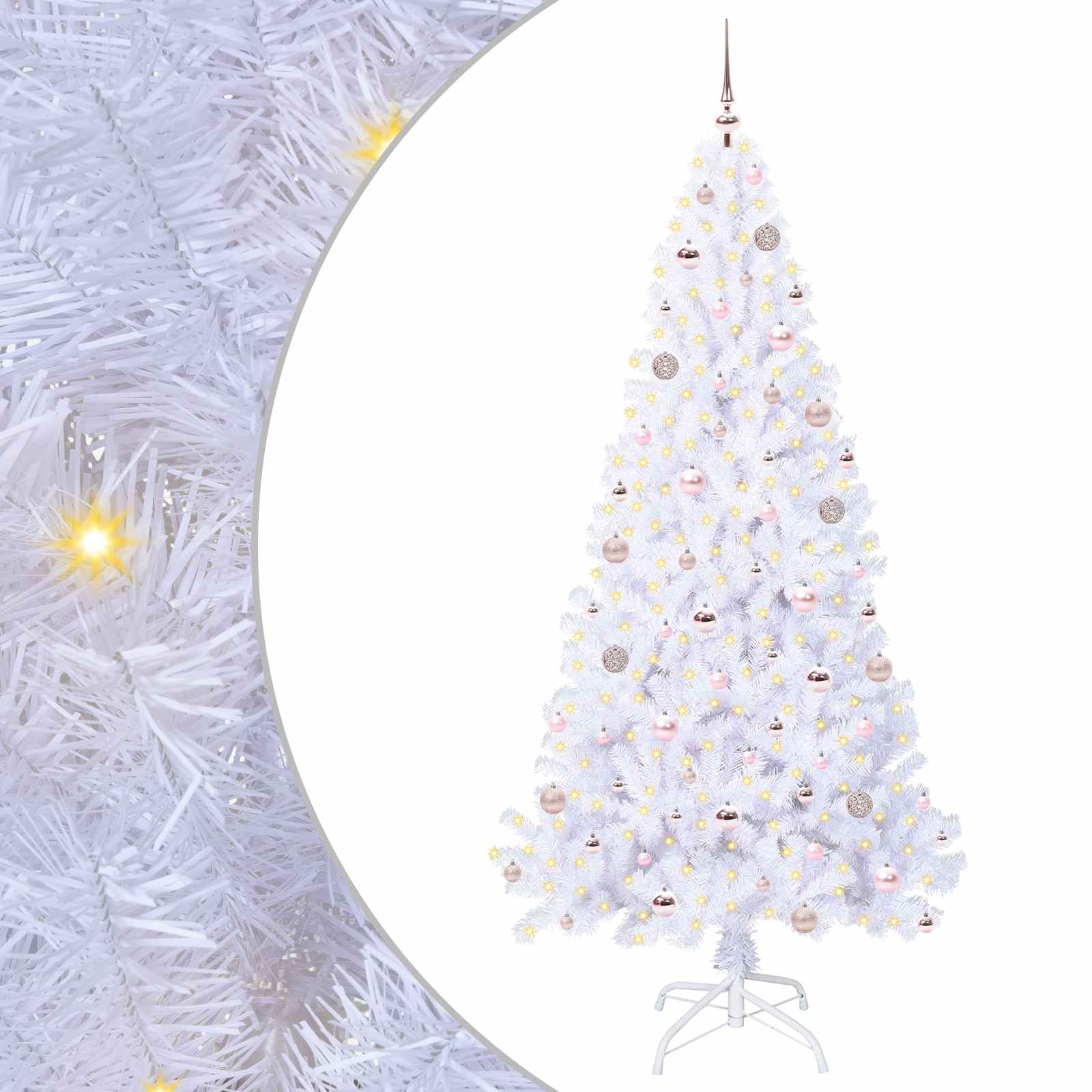 vidaXL Artificial Christmas Tree with Stand White 210 cm PVC and Steel - 53677