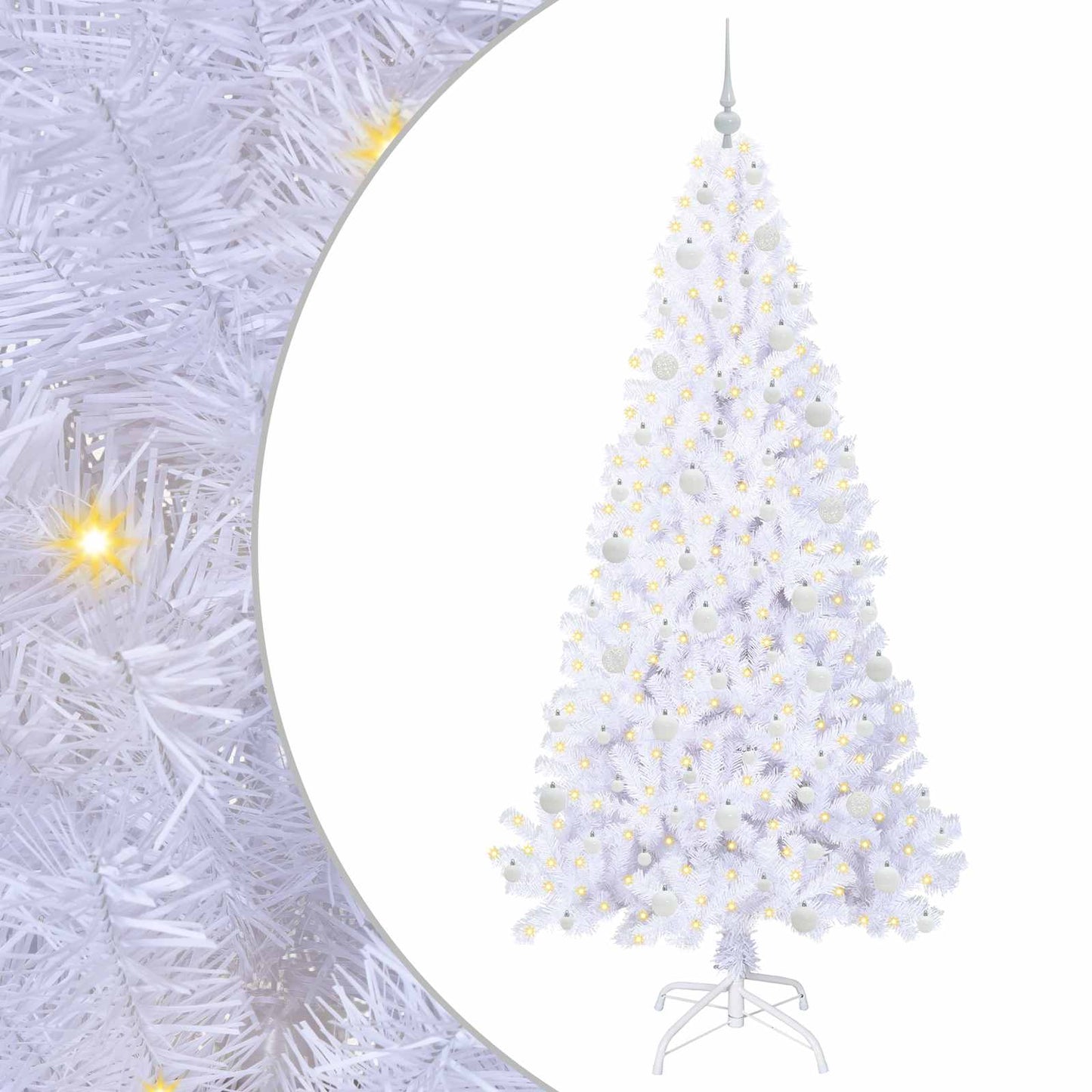 vidaXL Artificial Christmas Tree with Stand White 210 cm PVC and Steel - 53680