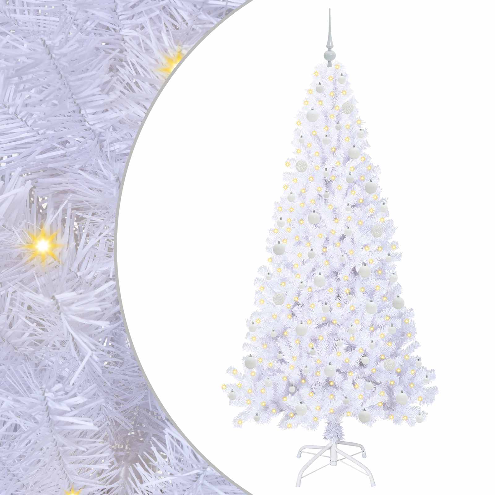 vidaXL Artificial Christmas Tree with Stand White 210 cm PVC and Steel - 53680