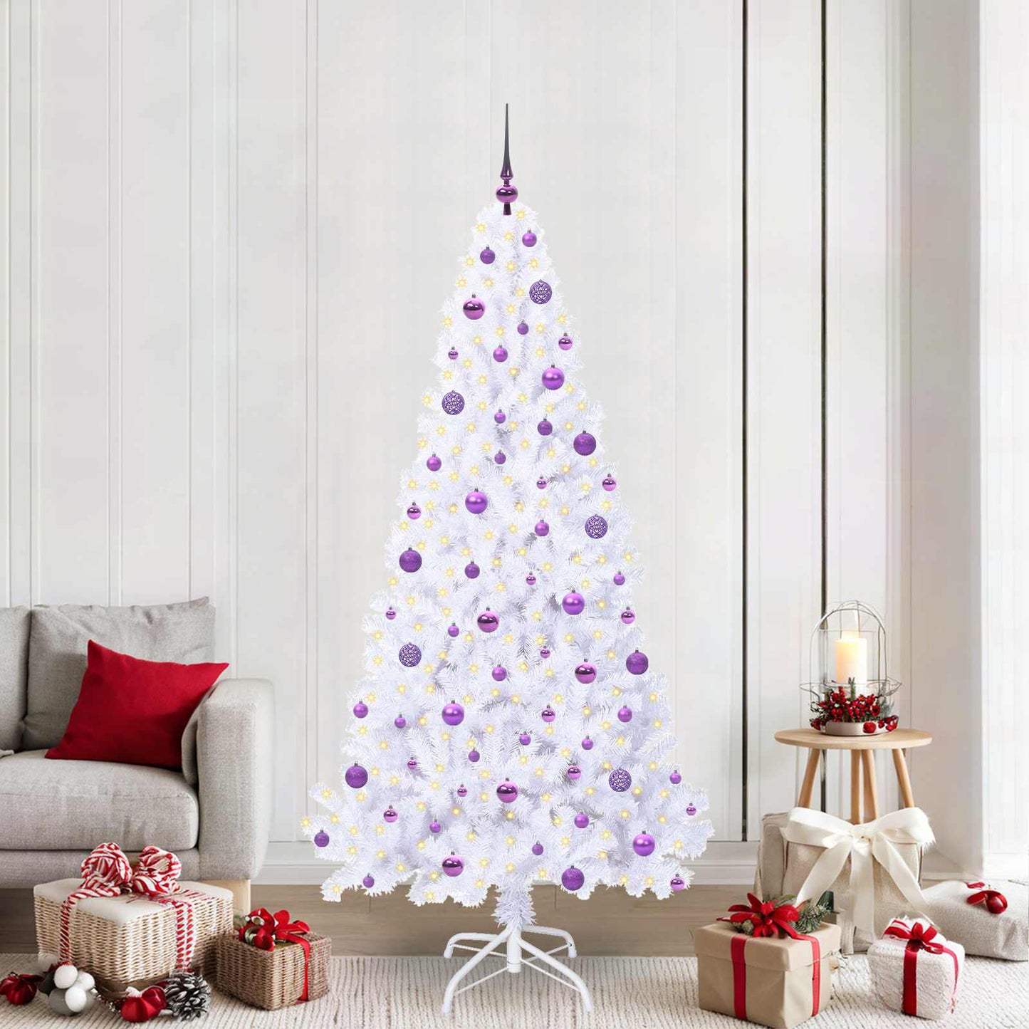 vidaXL Artificial Christmas Tree with Stand White 210 cm PVC and Steel - 53683