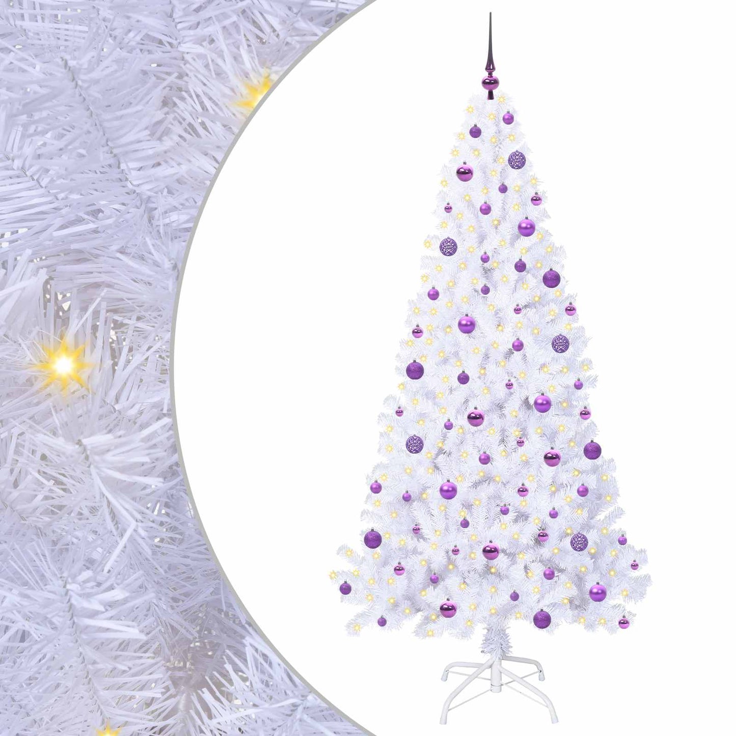 vidaXL Artificial Christmas Tree with Stand White 210 cm PVC and Steel - 53683
