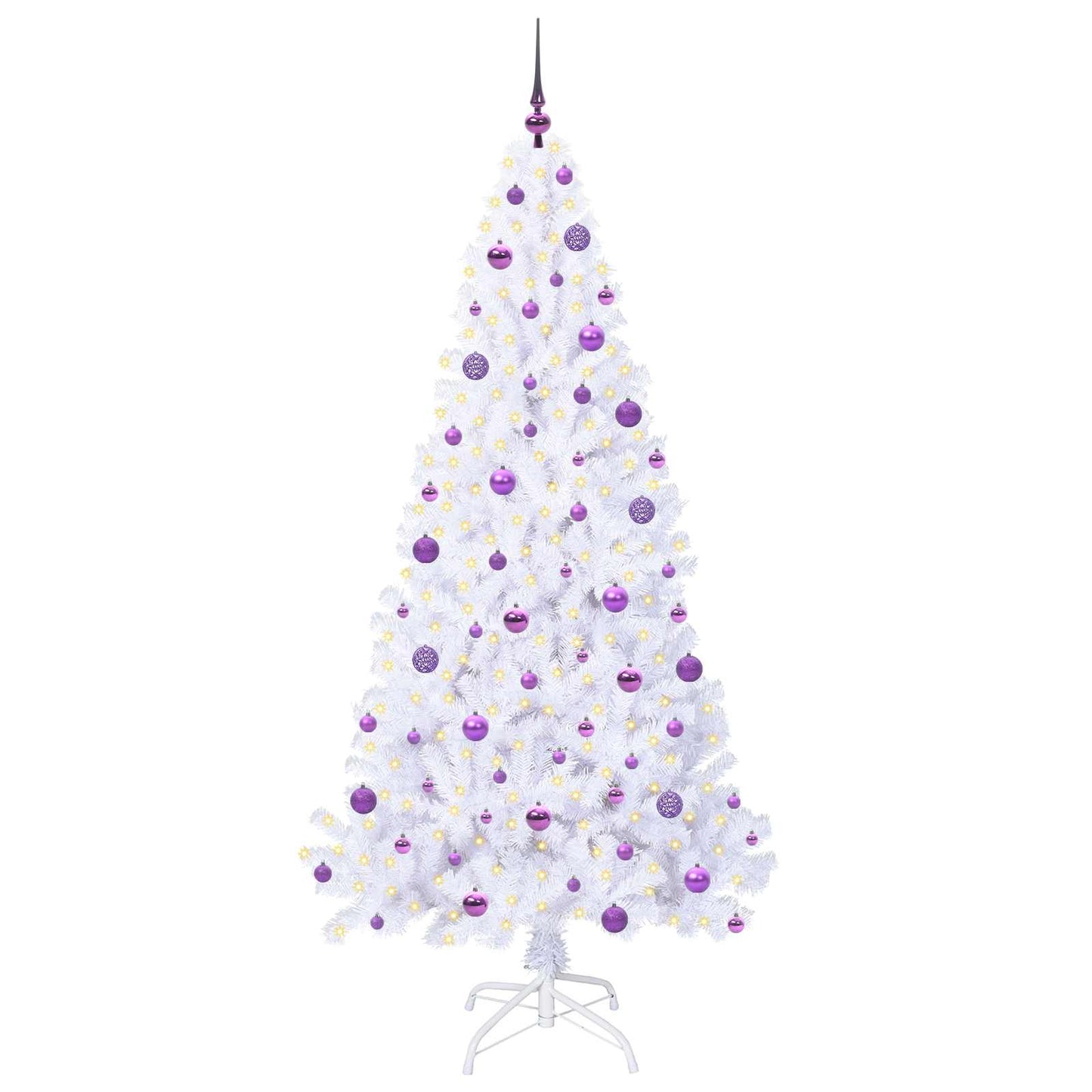 vidaXL Artificial Christmas Tree with Stand White 210 cm PVC and Steel - 53683