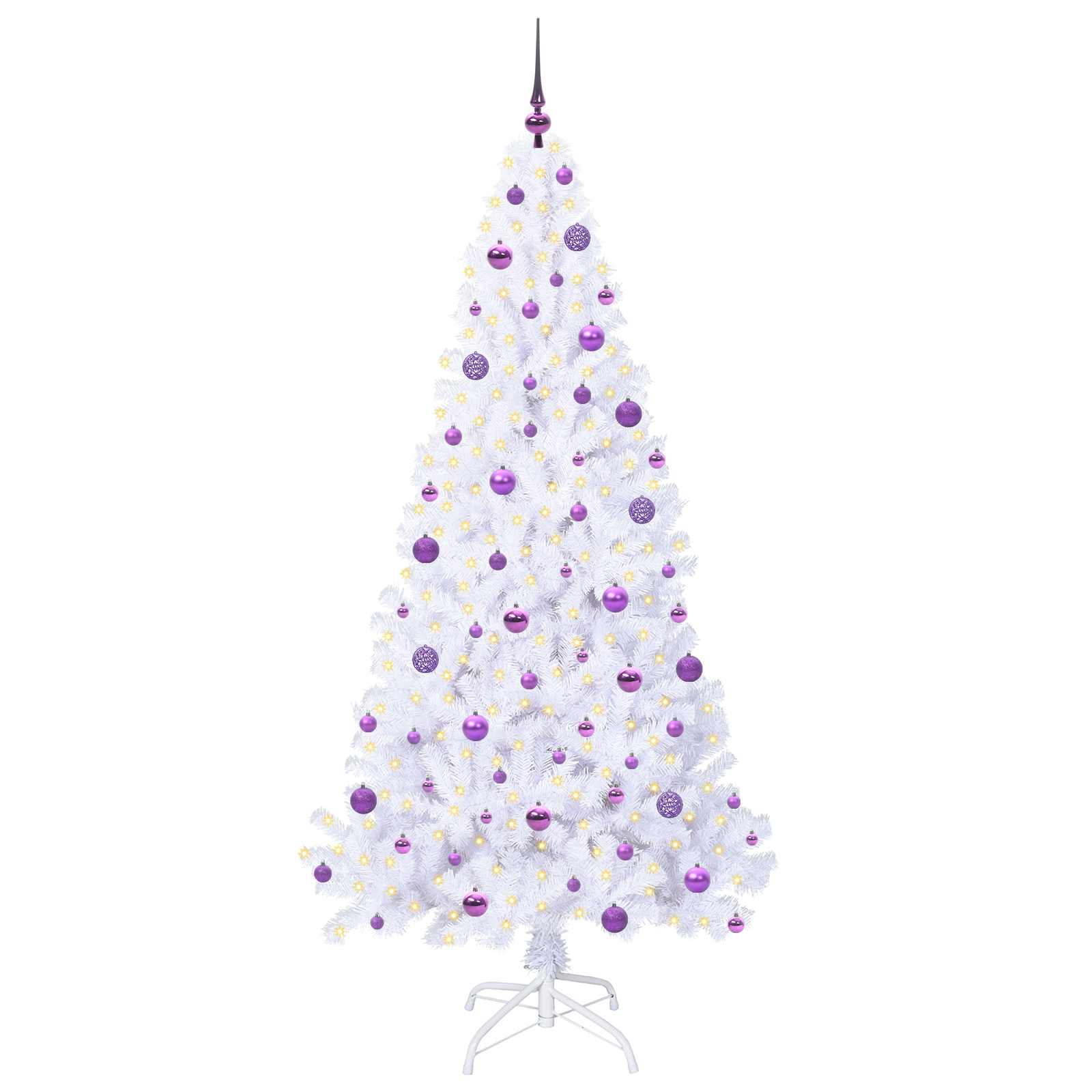 vidaXL Artificial Christmas Tree with Stand White 210 cm PVC and Steel - 53683