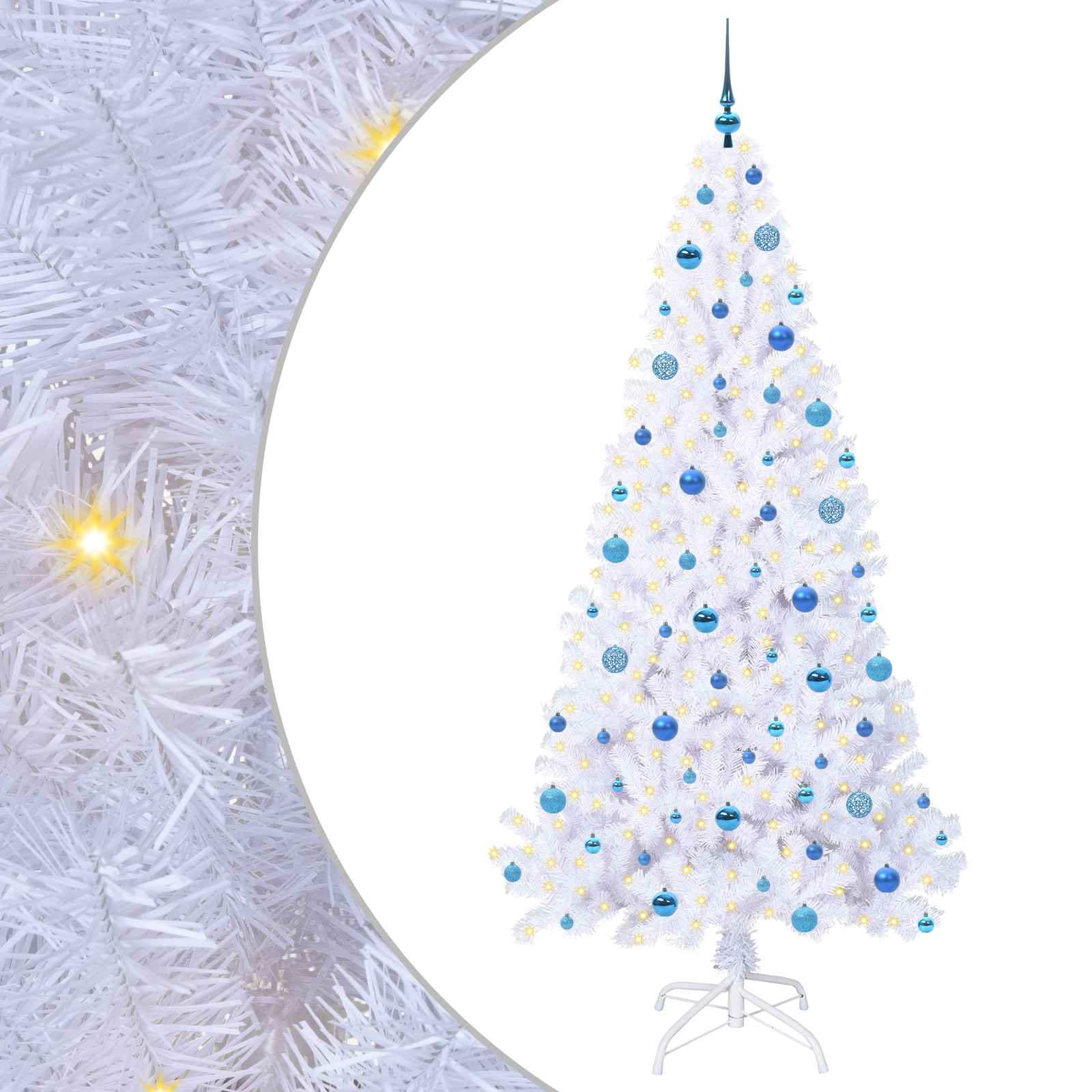 vidaXL Artificial Christmas Tree with Stand White 210 cm PVC and Steel - 53684