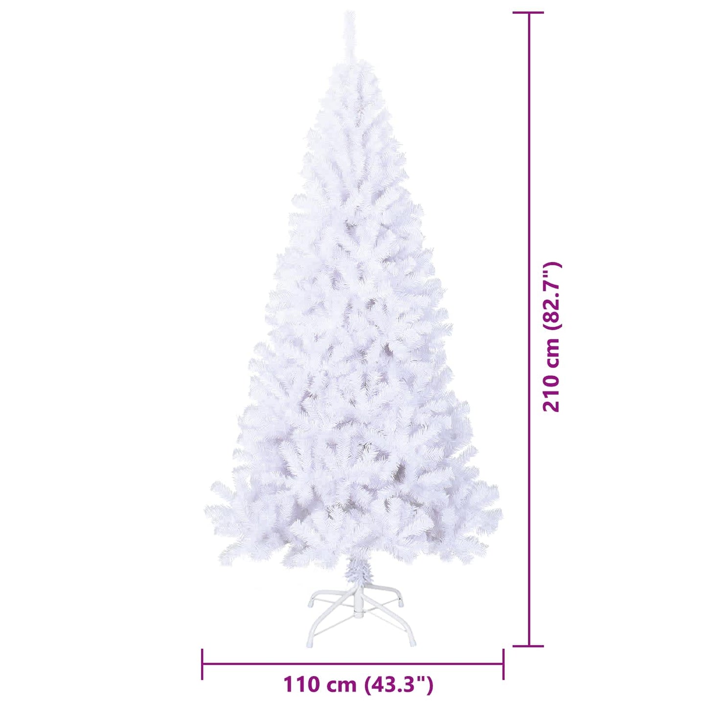 vidaXL Artificial Christmas Tree with Stand White 210 cm PVC and Steel - 53684