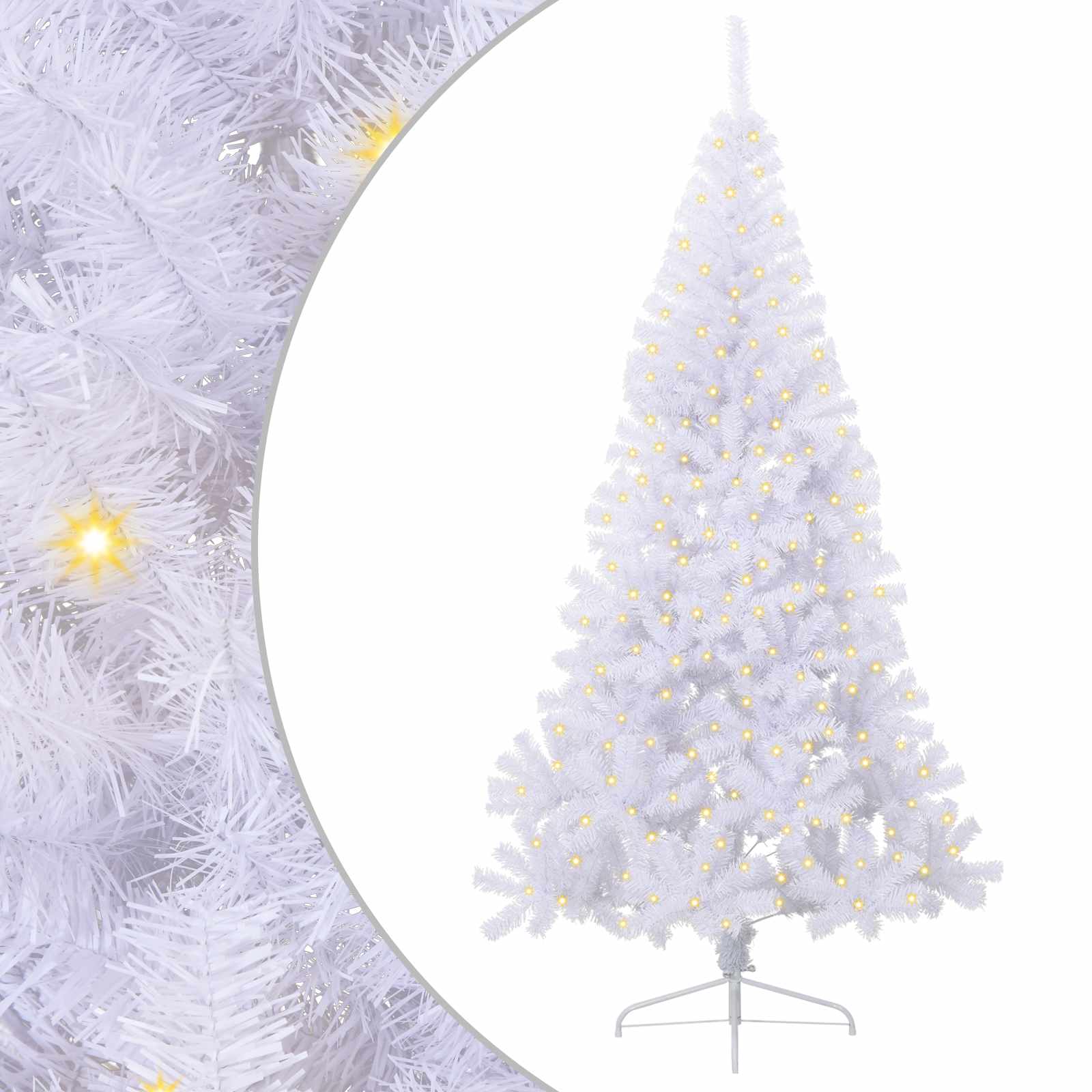 vidaXL Artificial Christmas Tree with Stand White 240 cm PVC and Steel - 53706