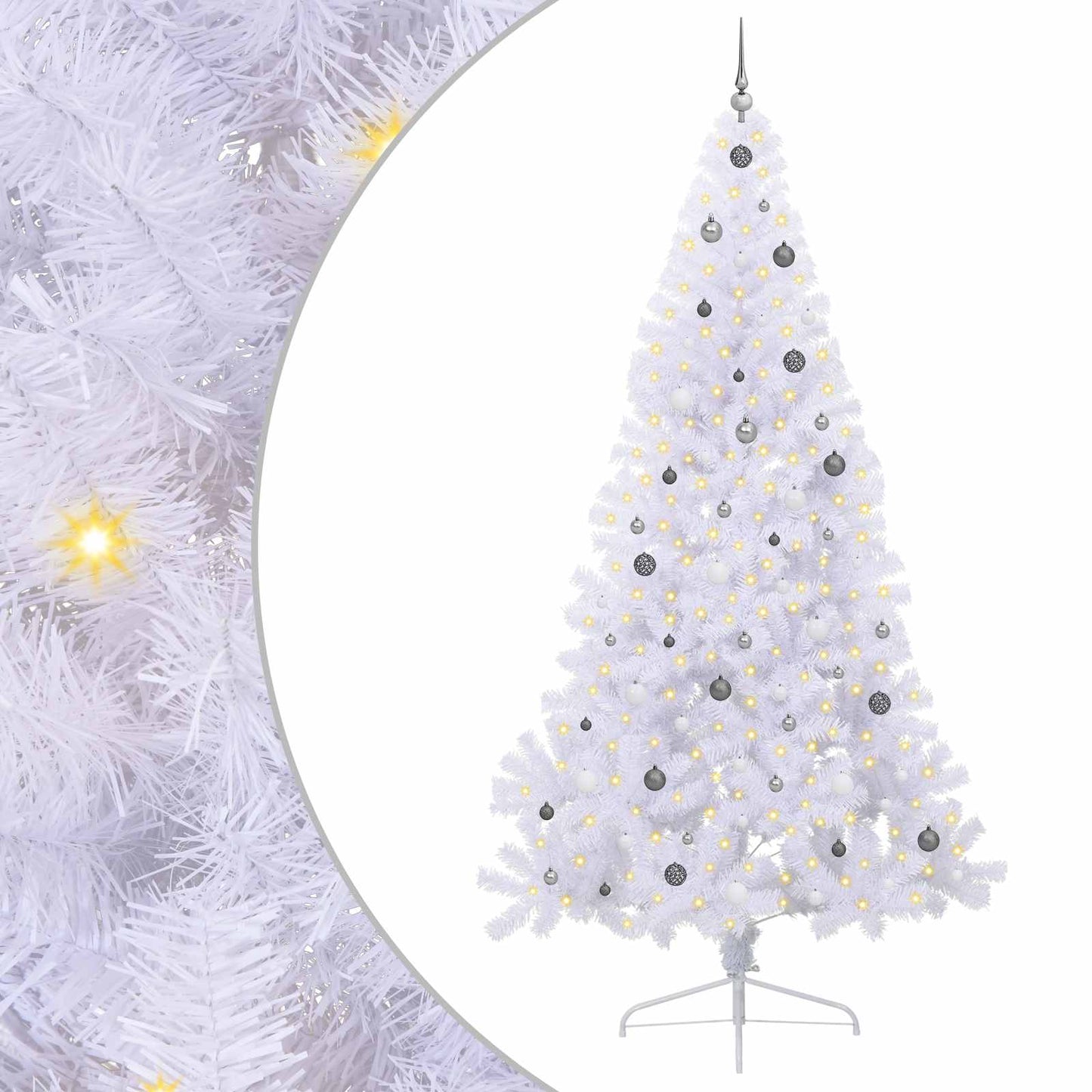 vidaXL Artificial Christmas Tree White 240 cm PVC and Steel