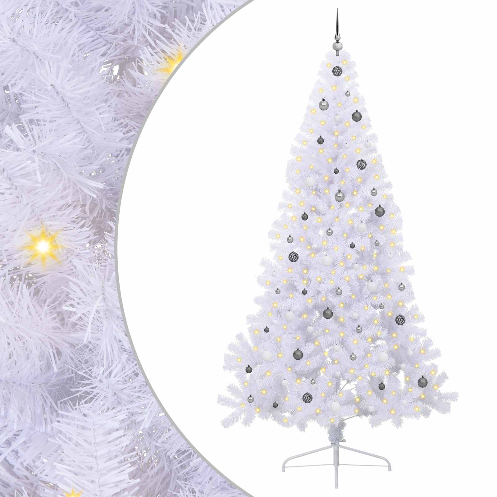 vidaXL Artificial Christmas Tree White 240 cm PVC and Steel