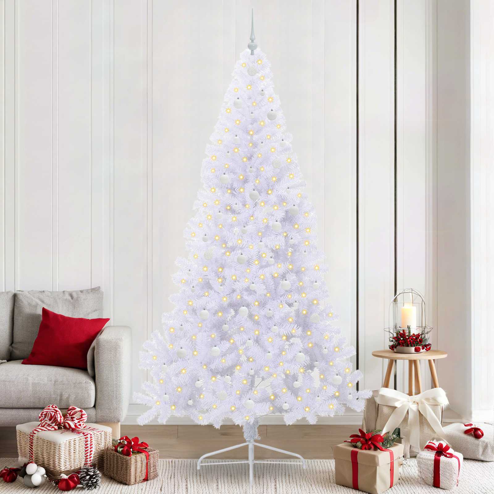vidaXL Artificial Christmas Tree White 240 cm PVC and Steel - 53729