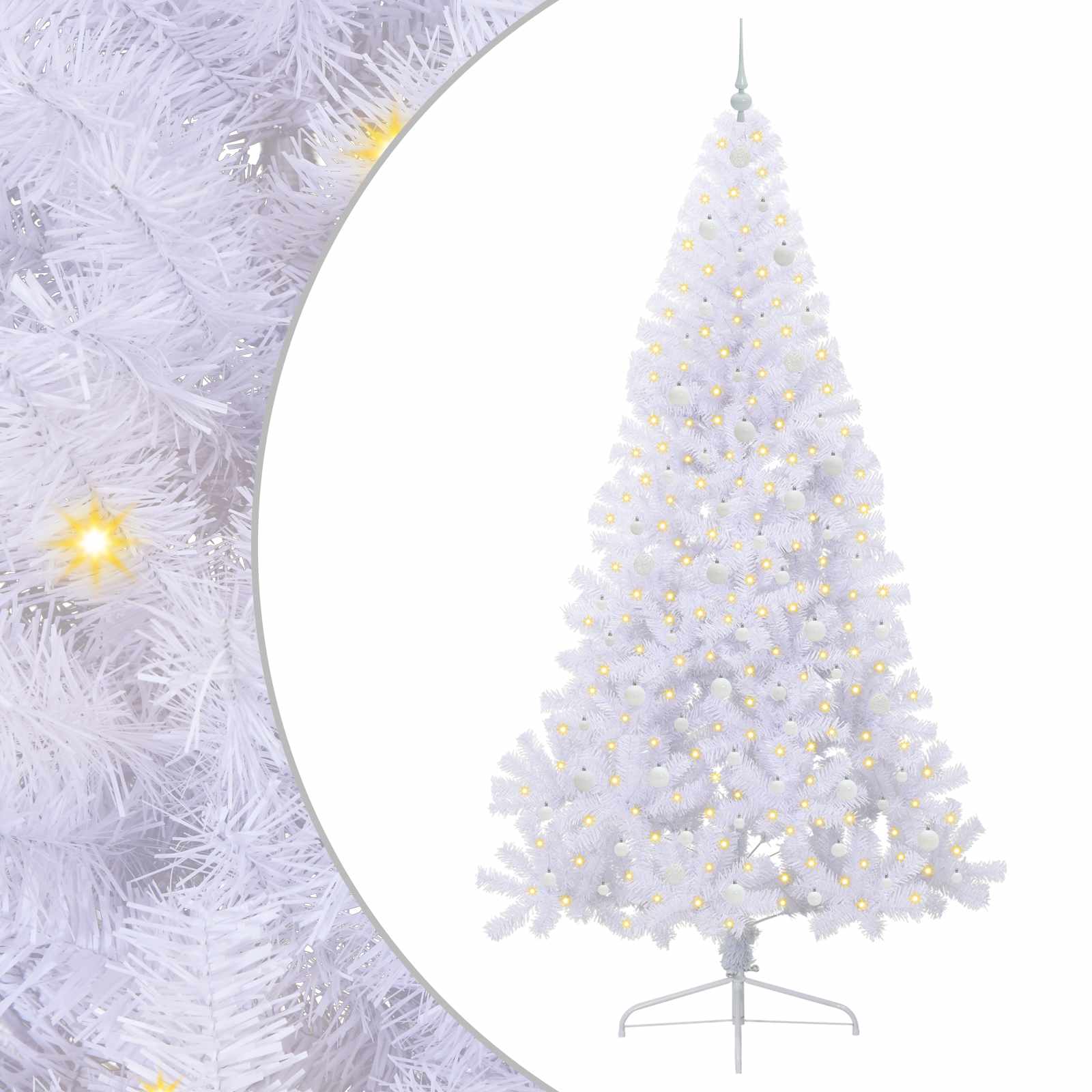 vidaXL Artificial Christmas Tree White 240 cm PVC and Steel - 53729