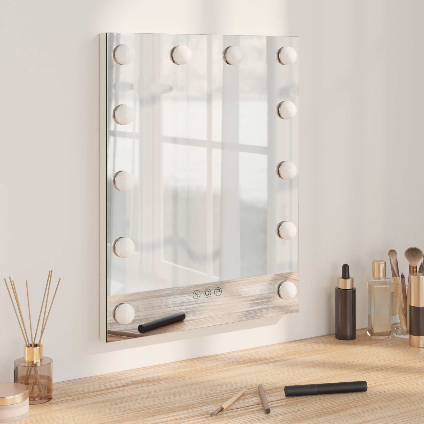 vidaXL LED Vanity Mirror White 44 x 10 x 53 cm Glass and Steel