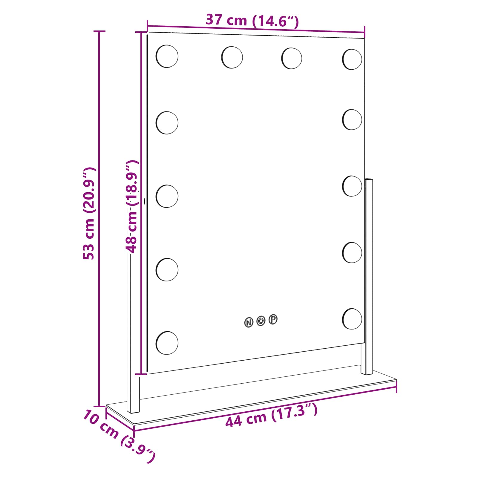 vidaXL LED Vanity Mirror White 44 x 10 x 53 cm Glass and Steel