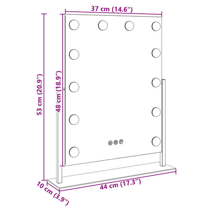 vidaXL LED Vanity Mirror White 44 x 10 x 53 cm Glass and Steel