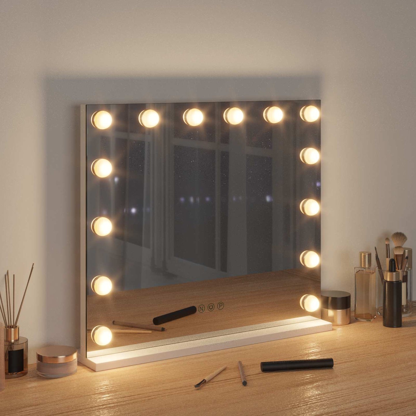 vidaXL LED Vanity Mirror White 50 x 10 x 44 cm Glass and Steel