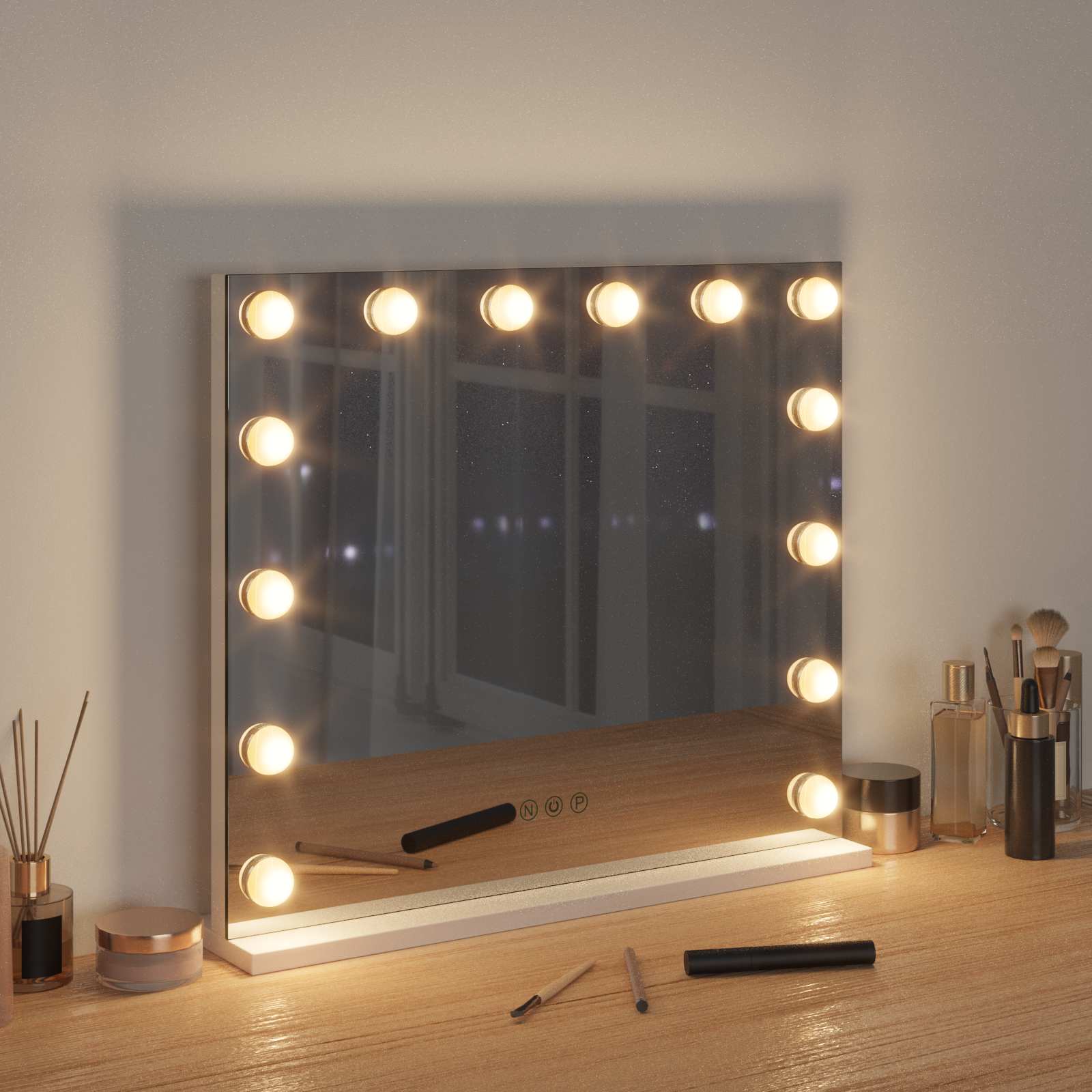 vidaXL LED Vanity Mirror White 50 x 10 x 44 cm Glass and Steel