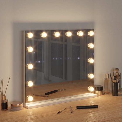 vidaXL LED Vanity Mirror White 50 x 10 x 44 cm Glass and Steel