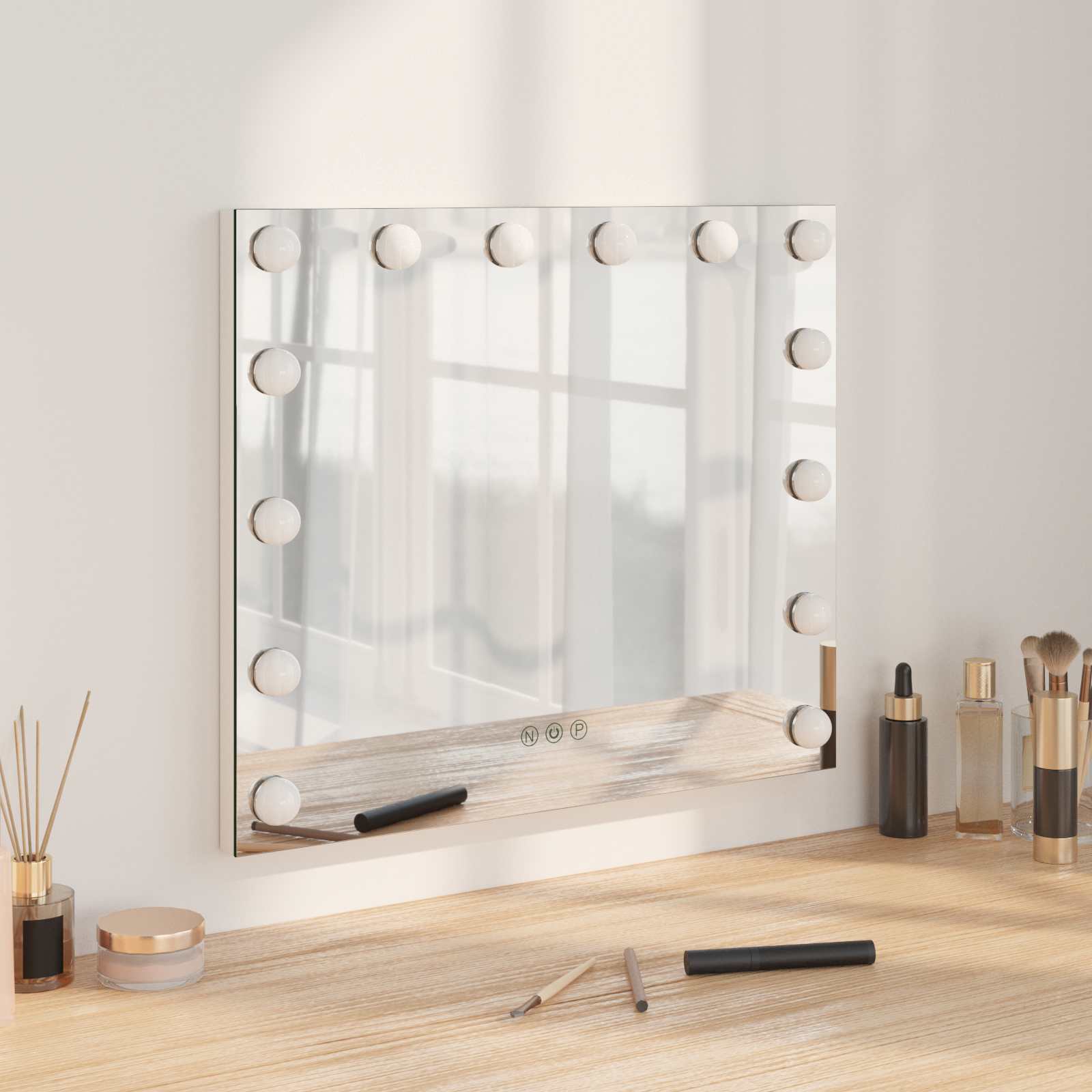 vidaXL LED Vanity Mirror White 50 x 10 x 44 cm Glass and Steel