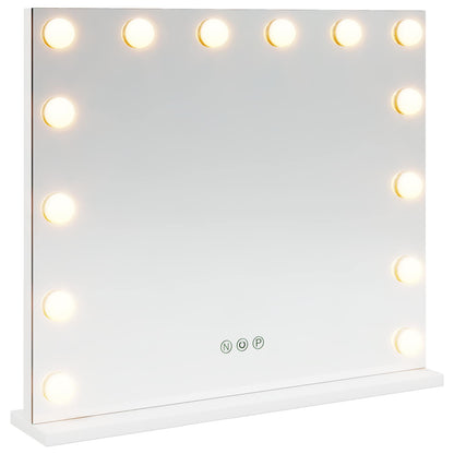 vidaXL LED Vanity Mirror White 50 x 10 x 44 cm Glass and Steel