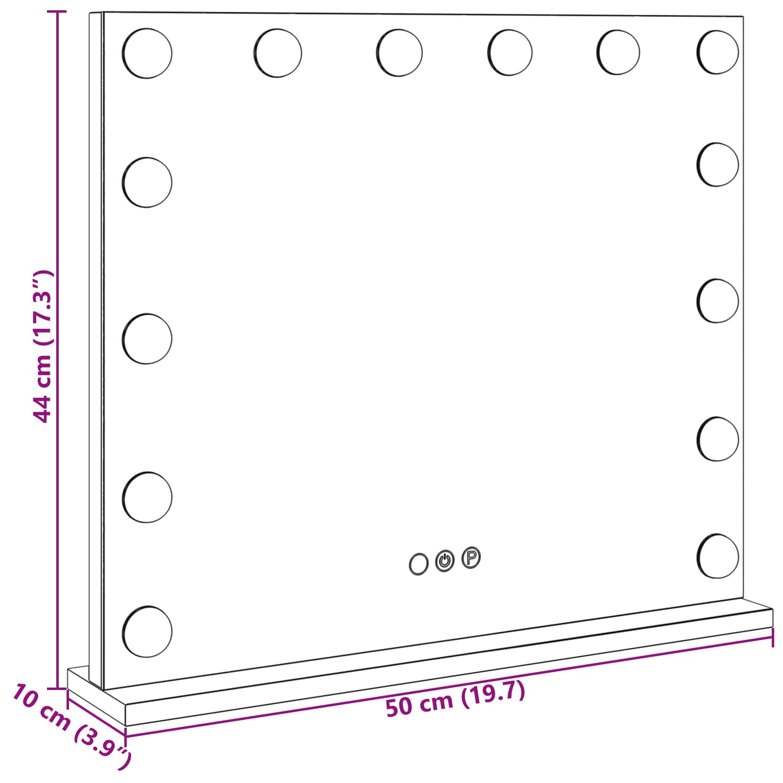 vidaXL LED Vanity Mirror White 50 x 10 x 44 cm Glass and Steel