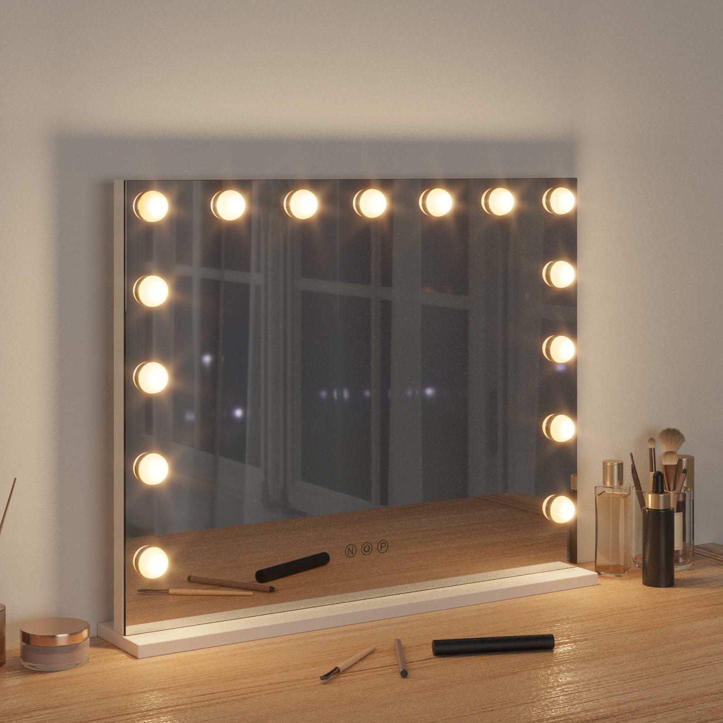 vidaXL LED Vanity Mirror White 58 x 10 x 47 cm Glass and Steel