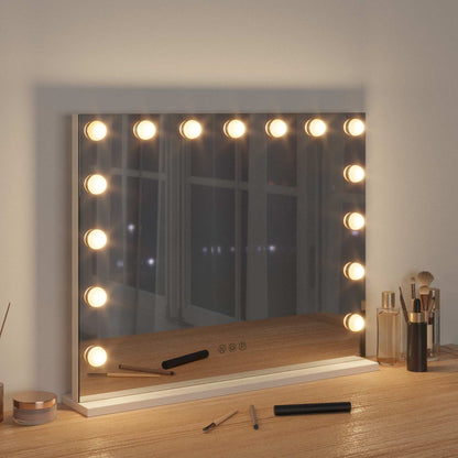 vidaXL LED Vanity Mirror White 58 x 10 x 47 cm Glass and Steel