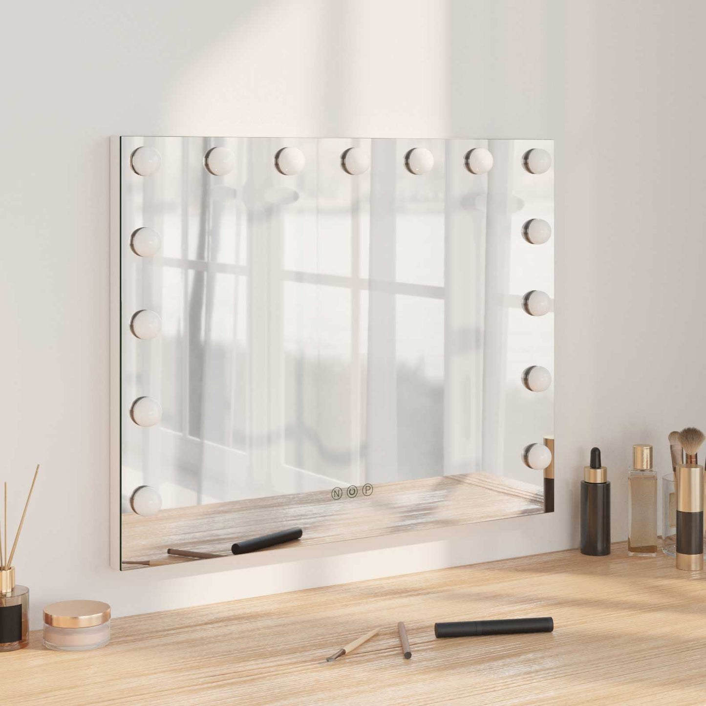 vidaXL LED Vanity Mirror White 58 x 10 x 47 cm Glass and Steel
