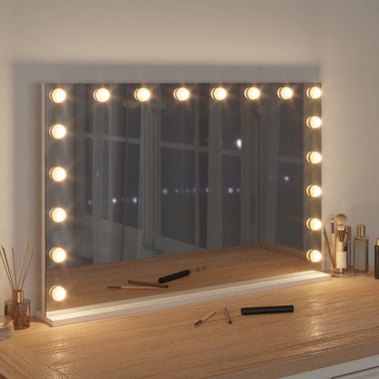vidaXL LED Vanity Mirror White 80 x 10 x 52.5 cm Glass and Steel