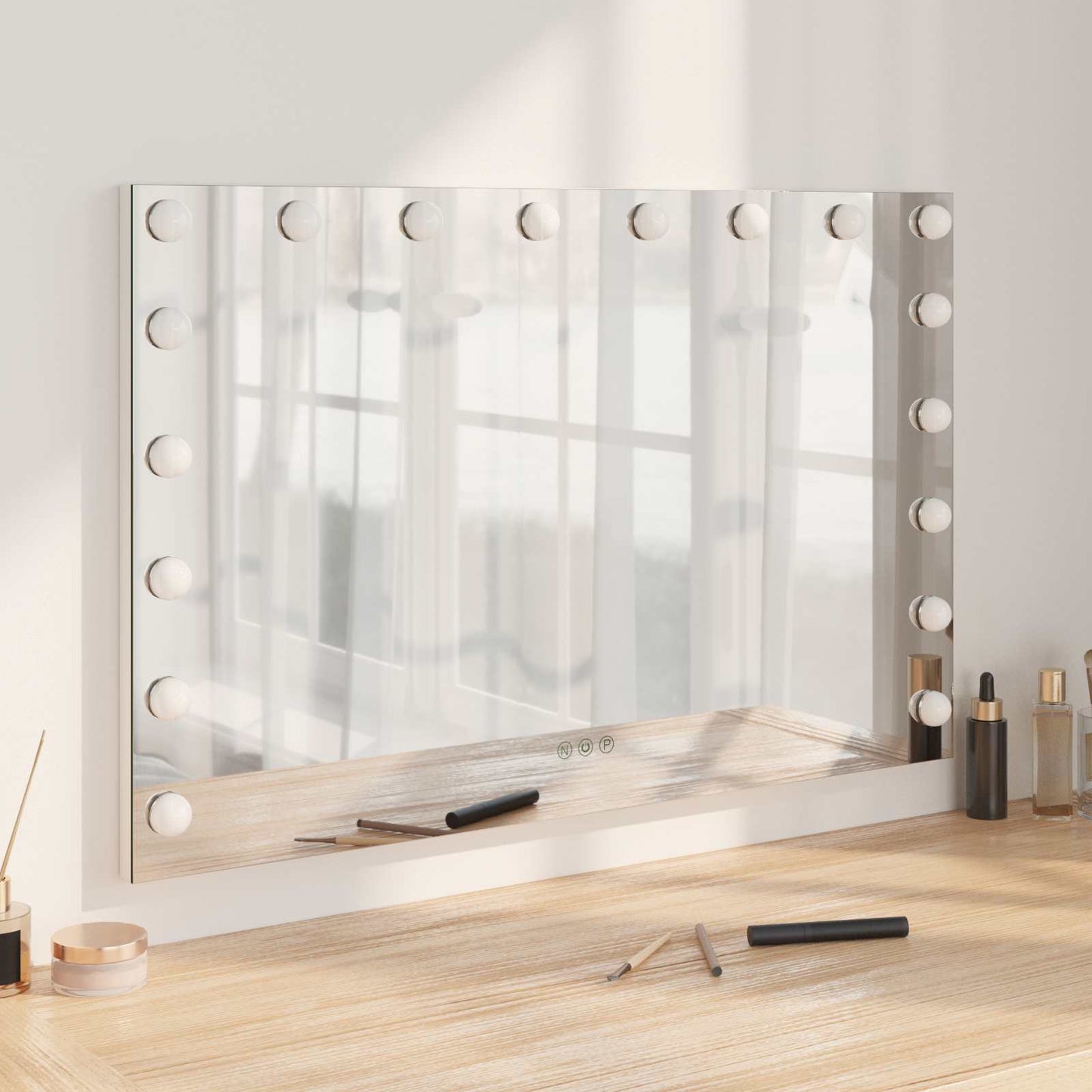 vidaXL LED Vanity Mirror White 80 x 10 x 52.5 cm Glass and Steel