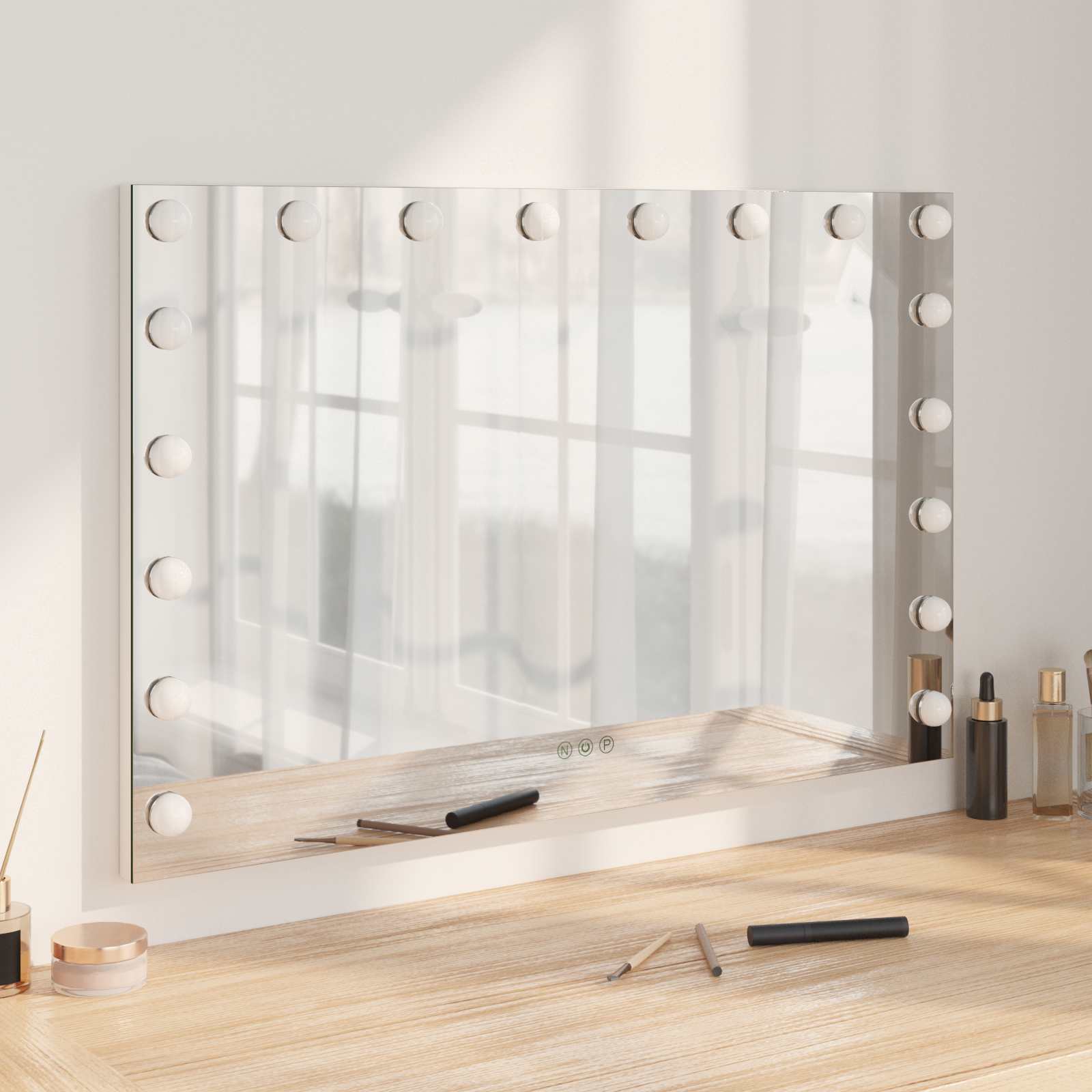 vidaXL LED Vanity Mirror White 80 x 10 x 52.5 cm Glass and Steel