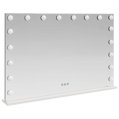 vidaXL LED Vanity Mirror White 80 x 10 x 52.5 cm Glass and Steel
