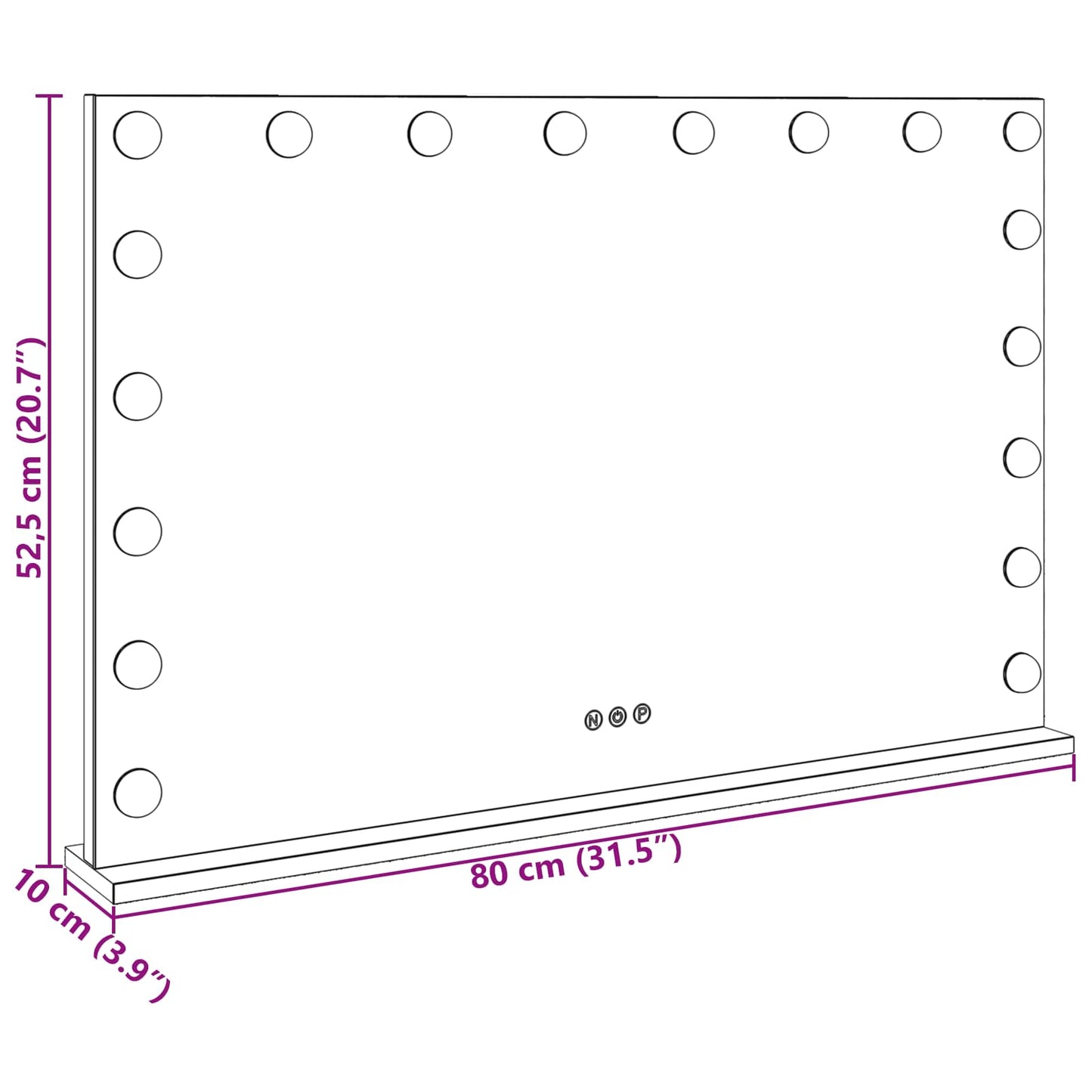 vidaXL LED Vanity Mirror White 80 x 10 x 52.5 cm Glass and Steel