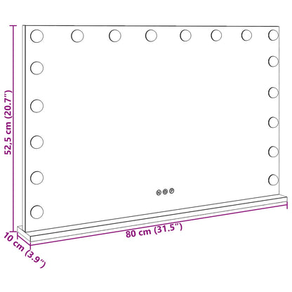 vidaXL LED Vanity Mirror White 80 x 10 x 52.5 cm Glass and Steel