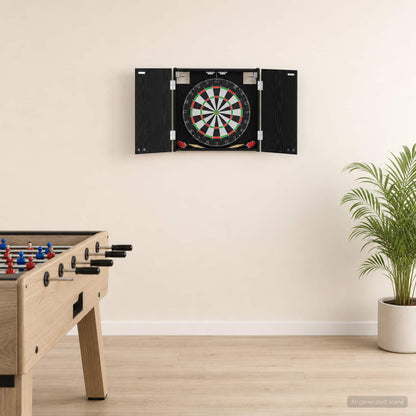 vidaXL Dartboard Cabinet Black Oak 56 x 12 x 53.5 cm Engineered Wood