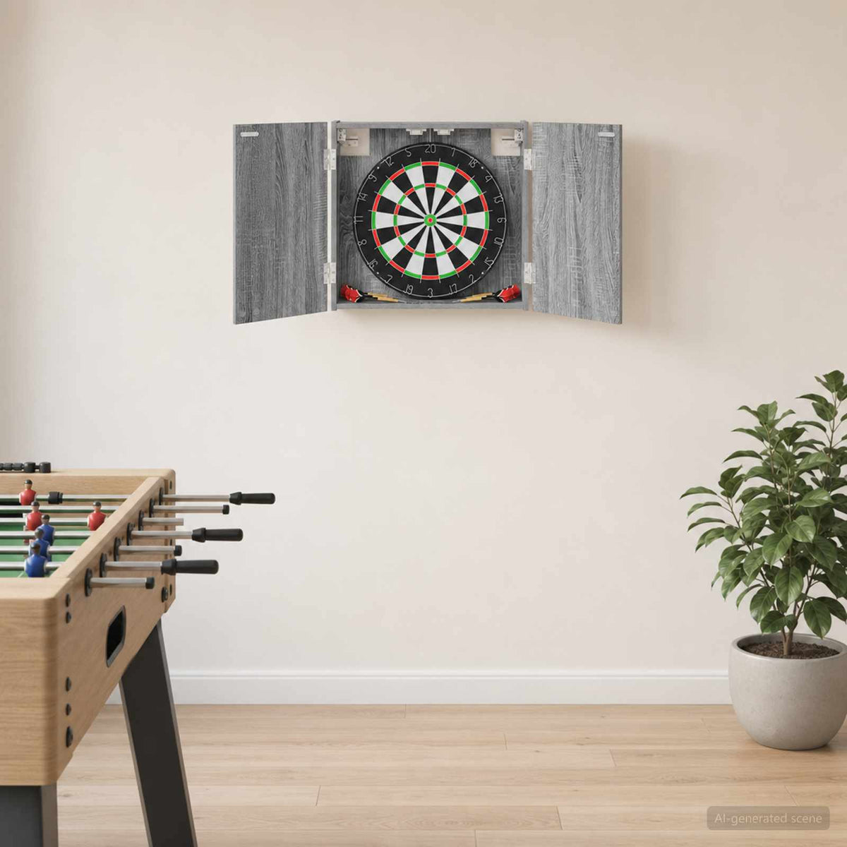 vidaXL Dartboard Cabinet Grey Sonoma 56 x 12 x 53.5 cm Engineered Wood