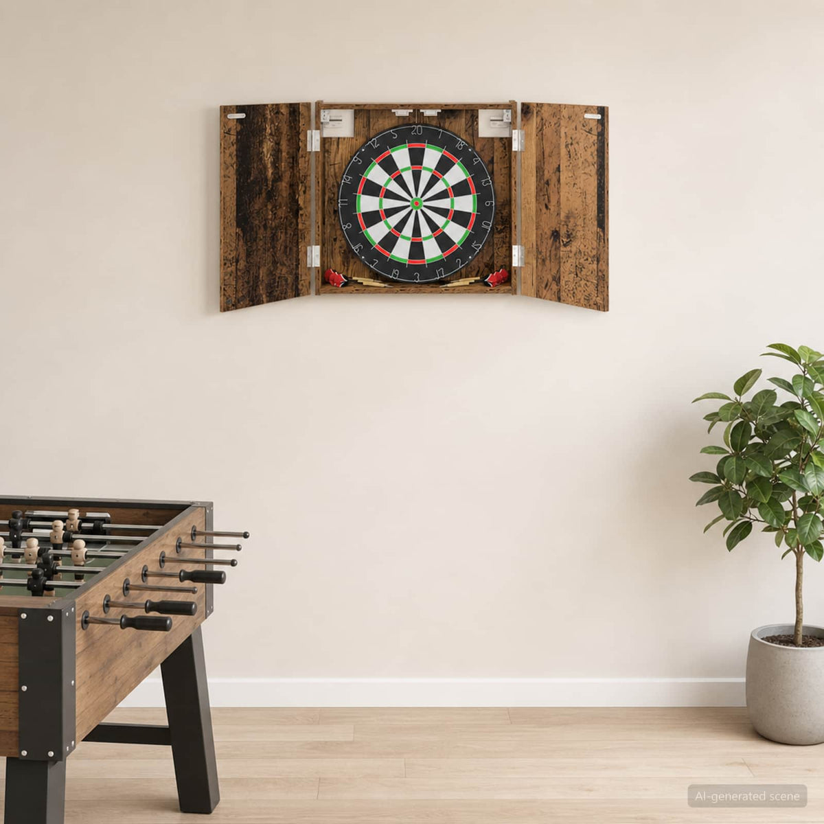 vidaXL Dartboard Cabinet Old Wood 56 x 12 x 53.5 cm Engineered Wood - Brown