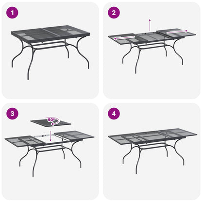 vidaXL Extendable Mesh Dining Table Anthracite 212 x 90 x 76 cm Steel