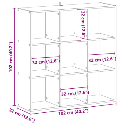 vidaXL Bookcase Black Oak 102 x 32 x 102 cm